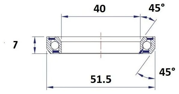 Black-bearing Cojinete Negro D12 40 X 51 5 X 7 Mm Cojinete De Dirección 45/45 ° - Imagen 2