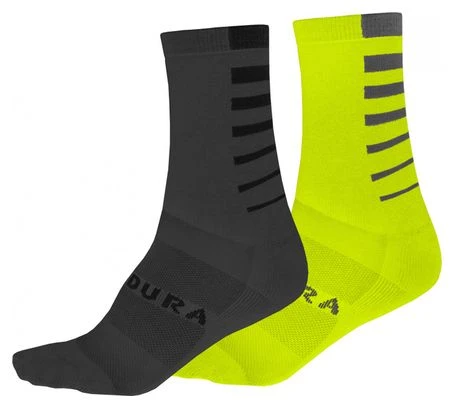 Calcetines Endura Coolmax® Rayées - Jaune / Fluo / Gris